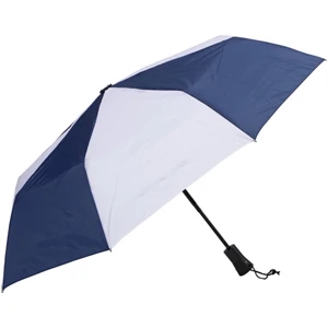 Navy-white - Automatic Open/close Folding 42" Umbrella With Black Metal Shaft