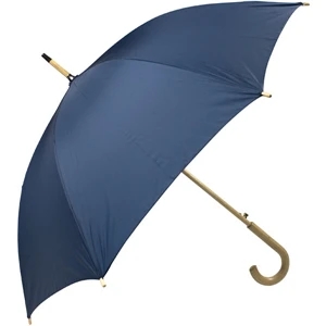 Navy - Automatic Open 48" Arc Umbrella With Wood Shaft, Tips, And Crook Hand