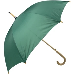 Pine - Automatic Open 48" Arc Umbrella With Wood Shaft, Tips, And Crook Hand