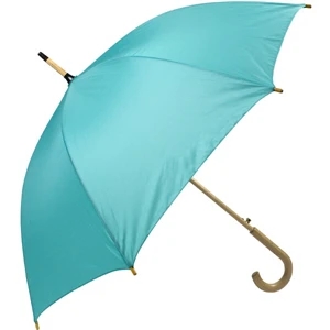 Teal - Automatic Open 48" Arc Umbrella With Wood Shaft, Tips, And Crook Hand