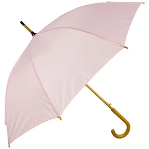 Pink - Automatic Open 48" Arc Umbrella With Wood Shaft, Tips, And Crook Hand