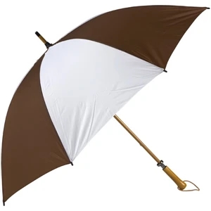 Eagle (tm) - Brown-white - Classic Golf Size Umbrella With Wooden Shaft