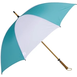 Eagle (tm) - Teal-white - Classic Golf Size Umbrella With Wooden Shaft