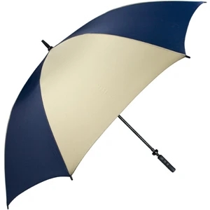 Pro-line (tm) - Navy-tan - Single Canopy Golf Umbrella With Black Braided Fiberglass Shaft, 62"