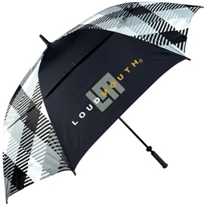 Loudmouth Golf (r) Silver And Black - Golf Umbrella, Double Canopy, Wind-vented, Automatic Opening