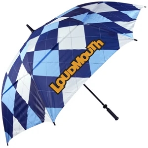 Loudmouth Golf (r) Blue And White - Golf Umbrella, Double Canopy, Wind-vented, Automatic Opening