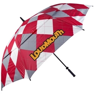 Loudmouth Golf (r) Red And Gray - Golf Umbrella, Double Canopy, Wind-vented, Automatic Opening