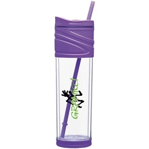 Melrose - Purple - 16 Oz Double Wall Acrylic Tumbler With Dual Purpose Swivel Lid