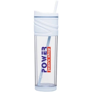 Melrose - White - 16 Oz Double Wall Acrylic Tumbler With Dual Purpose Swivel Lid