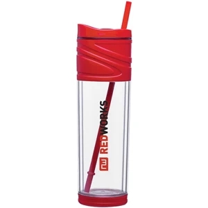 Melrose - Red - 16 Oz Double Wall Acrylic Tumbler With Dual Purpose Swivel Lid