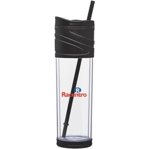 Melrose - Black - 16 Oz Double Wall Acrylic Tumbler With Dual Purpose Swivel Lid