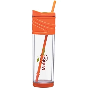 Melrose - Orange - 16 Oz Double Wall Acrylic Tumbler With Dual Purpose Swivel Lid