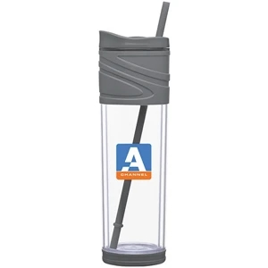 Melrose - Graphite - 16 Oz Double Wall Acrylic Tumbler With Dual Purpose Swivel Lid