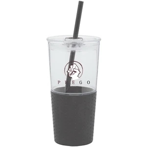 Go - Graphite - 16 Oz Acrylic Single Wall Tumbler With Silicone Grip And Dual Sliding Cover