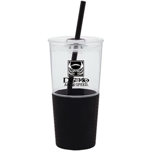Go - Black - 16 Oz Acrylic Single Wall Tumbler With Silicone Grip And Dual Sliding Cover
