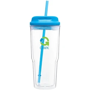 Gulp - Aqua - 24 Oz Acrylic Double Wall Tumbler With H/c Threaded Lid And Matching Straw