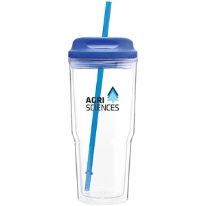 Gulp - Blue - 24 Oz Acrylic Double Wall Tumbler With H/c Threaded Lid And Matching Straw