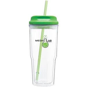 Gulp - Apple - 24 Oz Acrylic Double Wall Tumbler With H/c Threaded Lid And Matching Straw