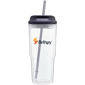 Gulp - Black - 24 Oz Acrylic Double Wall Tumbler With H/c Threaded Lid And Matching Straw
