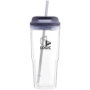 Gulp - Storm Gray - 24 Oz Acrylic Double Wall Tumbler With H/c Threaded Lid And Matching Straw