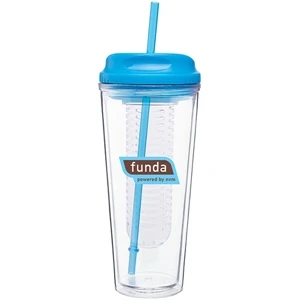 Infuse - Aqua - 20 Oz Acrylic Double Wall Tumbler With H/c Threaded Lid, Matching Straw And Infuser