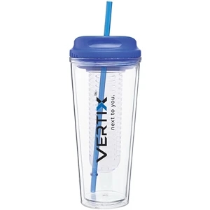 Infuse - Blue - 20 Oz Acrylic Double Wall Tumbler With H/c Threaded Lid, Matching Straw And Infuser