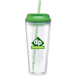Infuse - Apple - 20 Oz Acrylic Double Wall Tumbler With H/c Threaded Lid, Matching Straw And Infuser