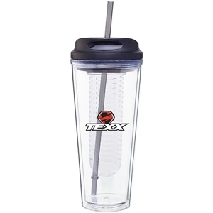 Infuse - Black - 20 Oz Acrylic Double Wall Tumbler With H/c Threaded Lid, Matching Straw And Infuser