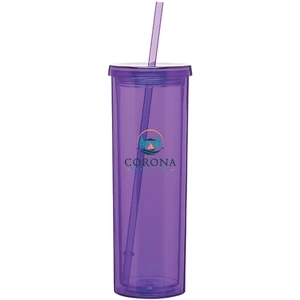Verano - Purple - 16 Oz Acrylic Double Wall Tumbler With Threaded Lid And Matching Straw