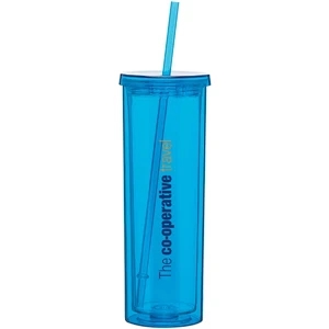 Verano - Aqua - 16 Oz Acrylic Double Wall Tumbler With Threaded Lid And Matching Straw