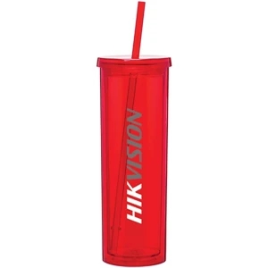 Verano - Red - 16 Oz Acrylic Double Wall Tumbler With Threaded Lid And Matching Straw