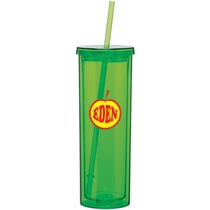Verano - Apple - 16 Oz Acrylic Double Wall Tumbler With Threaded Lid And Matching Straw