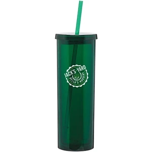 Verano - Green - 16 Oz Acrylic Double Wall Tumbler With Threaded Lid And Matching Straw