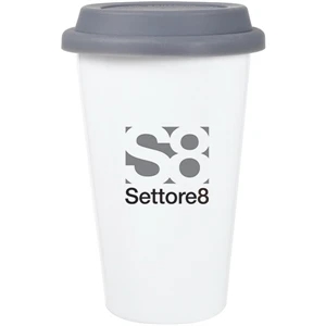 Terra - Storm Gray - 11 Oz Double Wall Porcelain Tumbler With Silicone Lid