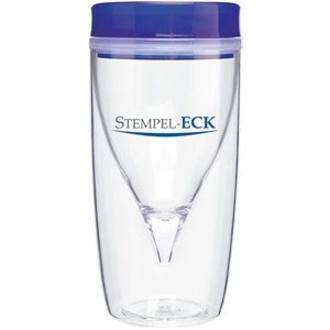 Vini - Blue - 8.5 Oz Double Wall Acrylic Tumbler With Teardrop Inner Liner, Sliding Spout Cover