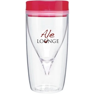 Vini - Red - 8.5 Oz Double Wall Acrylic Tumbler With Teardrop Inner Liner, Sliding Spout Cover