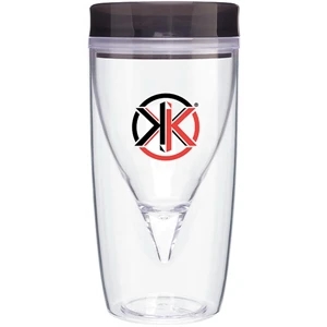 Vini - Graphite - 8.5 Oz Double Wall Acrylic Tumbler With Teardrop Inner Liner, Sliding Spout Cover