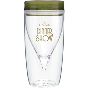 Vini - Olive - 8.5 Oz Double Wall Acrylic Tumbler With Teardrop Inner Liner, Sliding Spout Cover