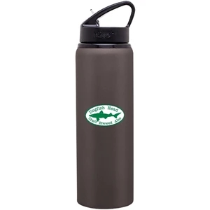 H2go (r) Allure - Matte Gray - 28 Oz Aluminum Single Wall Water Bottle With Threaded Lid And Flip Up Straw
