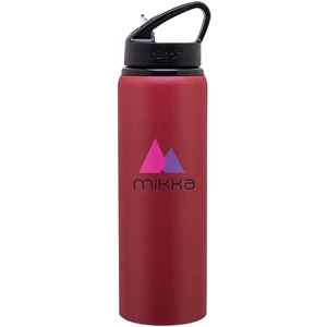 H2go (r) Allure - Matte Red - 28 Oz Aluminum Single Wall Water Bottle With Threaded Lid And Flip Up Straw
