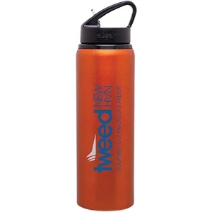 H2go (r) Allure - Matte Orange - 28 Oz Aluminum Single Wall Water Bottle With Threaded Lid And Flip Up Straw