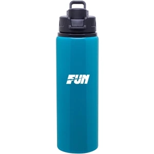 H2go (r) Surge - Neon Blue - 28 Oz Single Wall Aluminum Water Bottle With Threaded Flip-top Lid