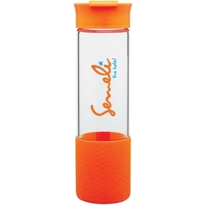 H2go (r) Pure - Orange - 18 Oz Single Wall Borosilicate Glass Beverage Vessel With Silicone Grip
