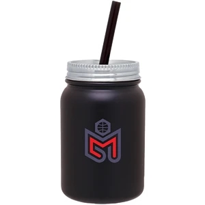 H2go (r) - Matte Black - 30 Oz Single Wall 18/8 Stainless Steel Water Bottle With Threaded Lid And Straw