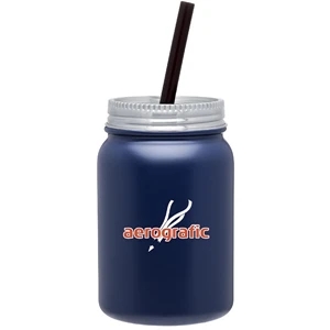 H2go (r) - Matte Navy - 30 Oz Single Wall 18/8 Stainless Steel Water Bottle With Threaded Lid And Straw