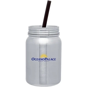 H2go (r) - Stainless Steel - 30 Oz Single Wall 18/8 Stainless Steel Water Bottle With Threaded Lid And Straw