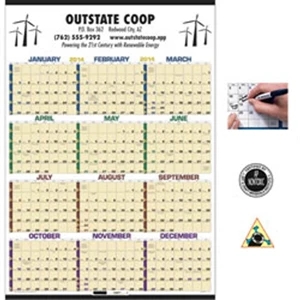 Time Management - Multi-purpose 2015 Calendar With Write-on, Wipe-off Uv-laminate Surface And Marker