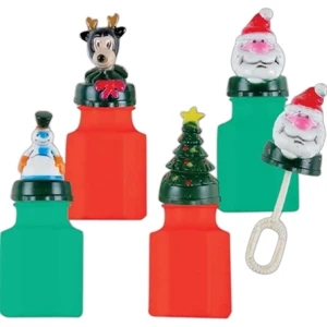 Christmas - Mini Bubbles In 2 3/4" High (.06 Ounces) Holiday Design Bottle. Imprinted