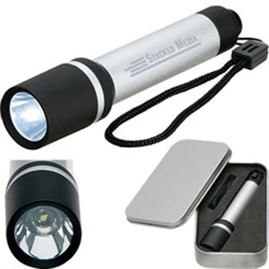 Icarus - Led Flashlight With Elegant Rubberized Accents And Stylish Metal Gift Tin