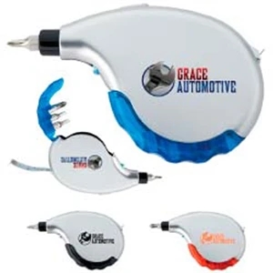 Compact Multi-tool With Bright Led Light, Tape Measure, And 4 Screw Bits